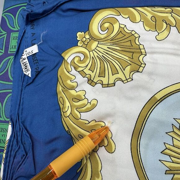 Vintage Henry A La Pensee Silk Scarf Laurent Perrier Tours Sur Marne 34x33 READ - Picture 2 of 11